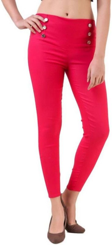 Online Shopping Mall White Jegging  (Solid)