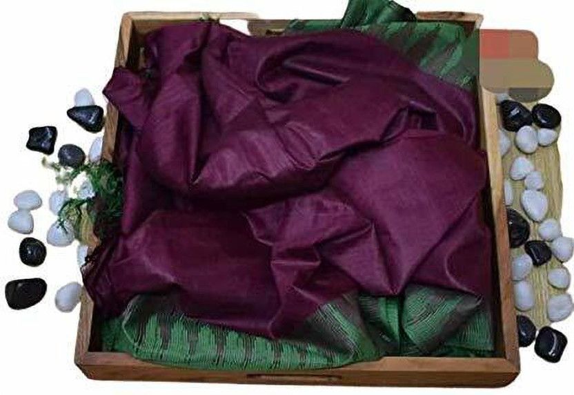 Temple Border Bhagalpuri Art Silk Saree  (Purple)