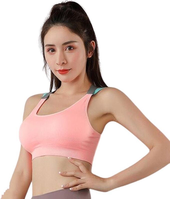 Women Sports Lightly Padded Bra  (Pink)