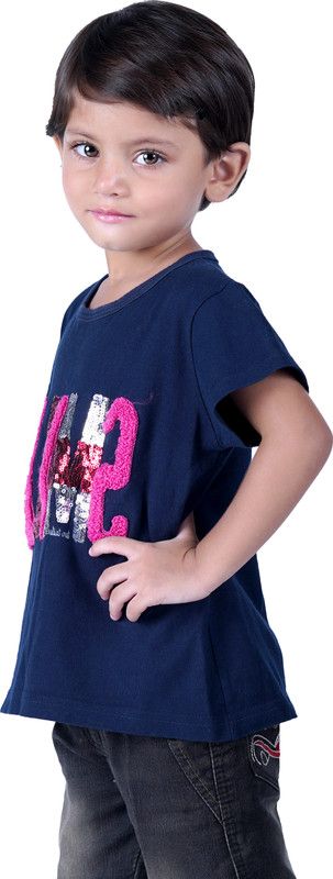 Girls Acrylic Blend Top  (Dark Blue, Pack of 1)