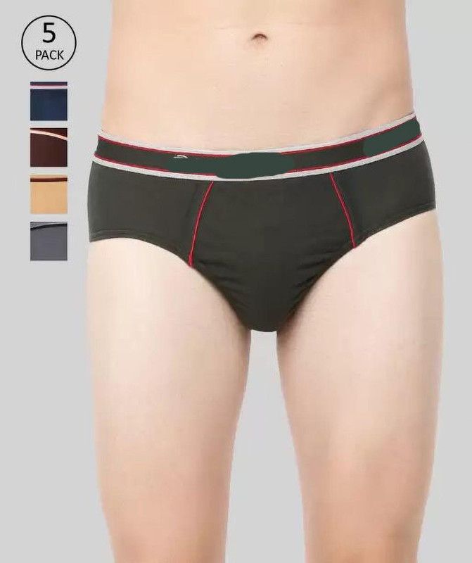 Pack of 5 Solid, Self Design Men Brief