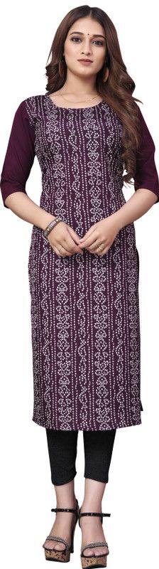 Women Printed Crepe A-line Kurta  (Purple)