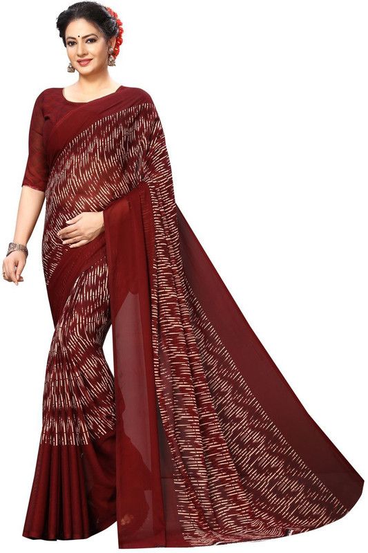 Printed Daily Wear Georgette Saree  (Maroon)