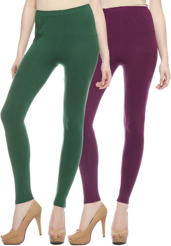 Sakhi Sang Ethnic Wear Legging  (Purple, Green, Solid)