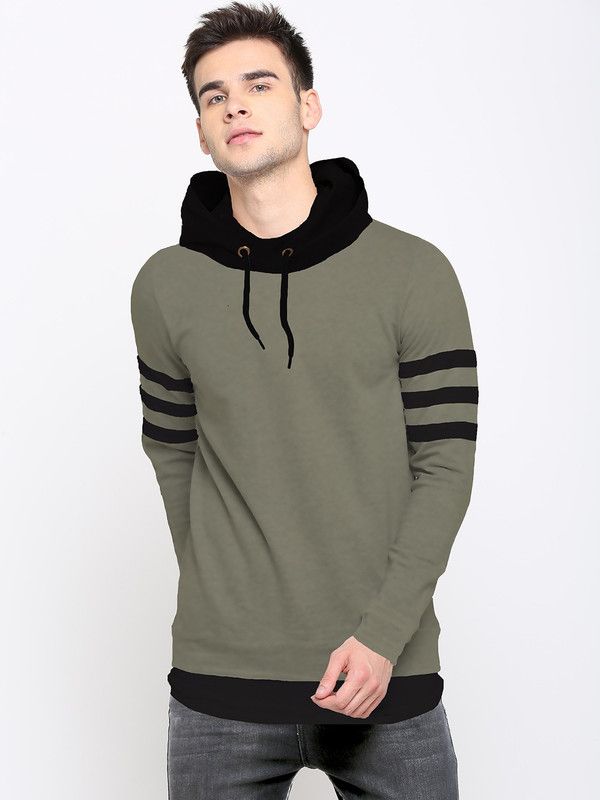 Men Striped Polo Neck Pure Cotton Green, Black T-Shirt