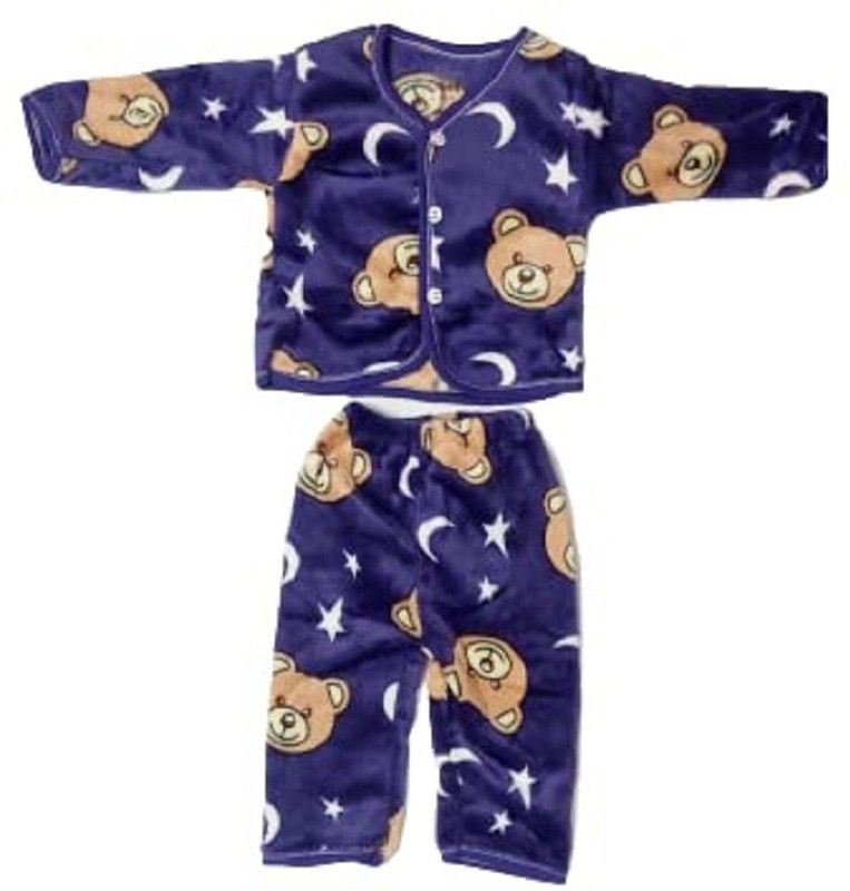Baby Boys & Baby Girls Printed Blue Night Suit Set