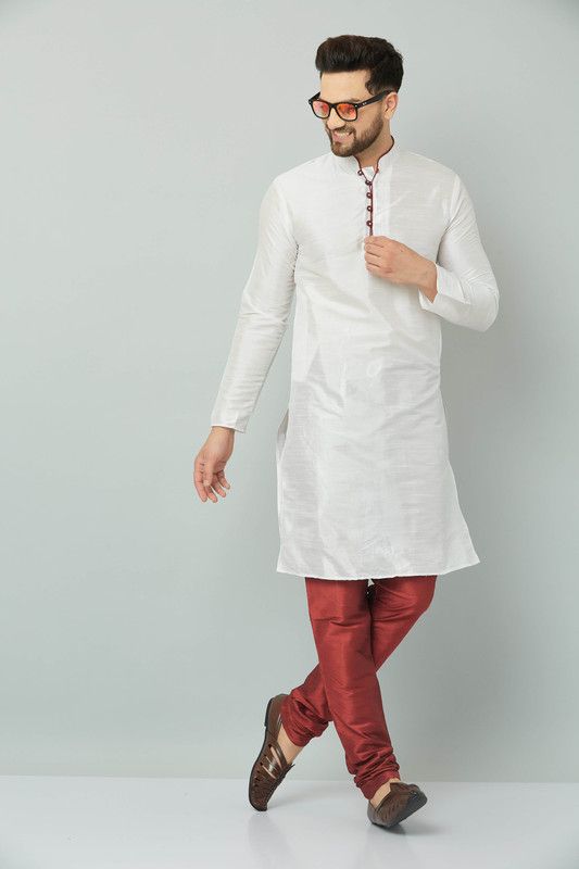 Men Kurta and Pyjama Set Dupion Silk