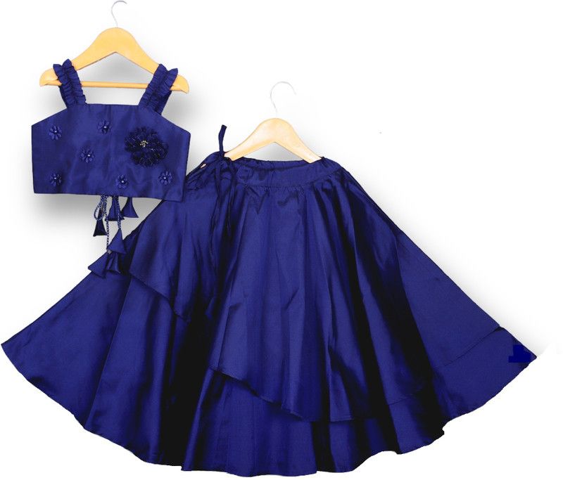 Baby Girls Frozen Party(Festive) Top Skirt  (Dark Blue)