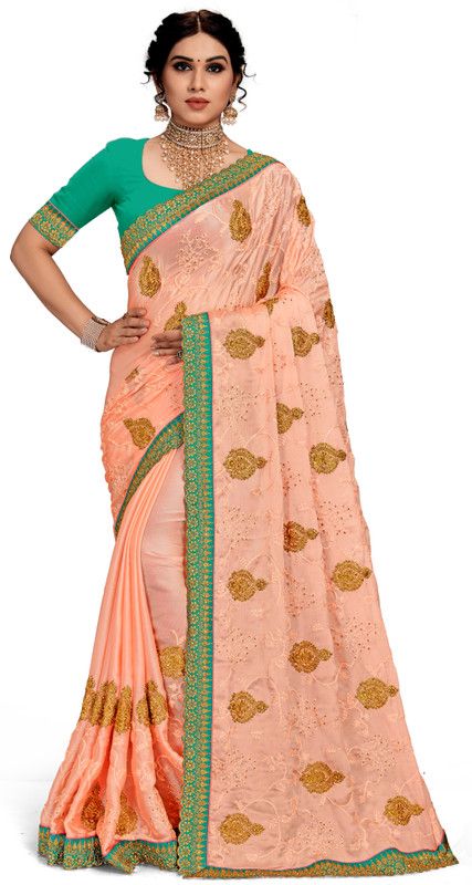 Bollywood Chiffon, Satin Saree  (Pink)