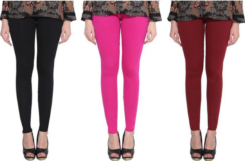 Amitgroup Churidar Western Wear Legging  (Maroon, Black, Pink, Solid)