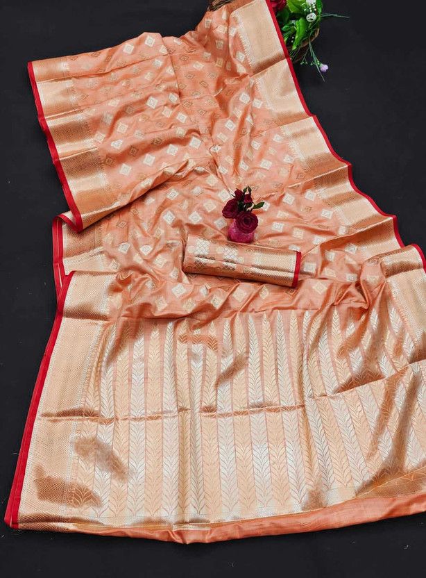 Woven Arani Pattu Pure Silk, Art Silk Saree  (Orange)