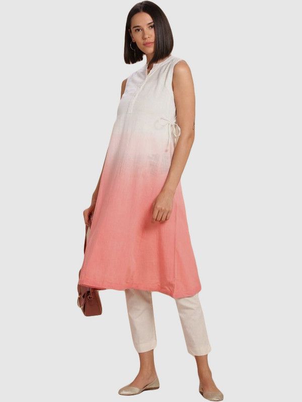 Women Striped Viscose Rayon A-line Kurta  (Pink)