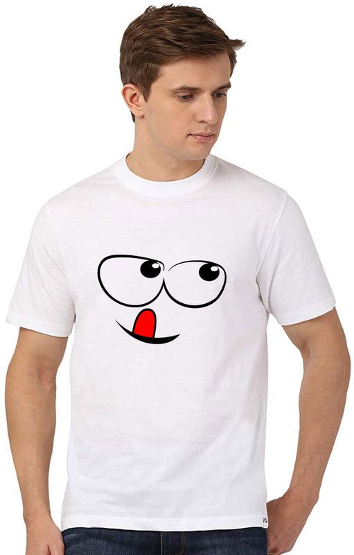 25Z71W592IUPLWGG Men Typography Round Neck Polyester White T-Shirt
