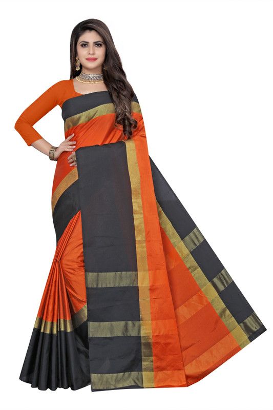 Self Design Daily Wear Pure Silk Saree  (Orange)