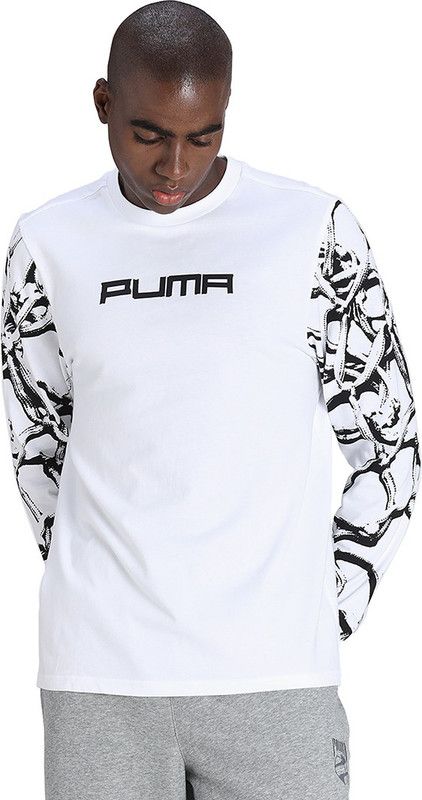4th Quarter LS Tee Men Printed Round Neck Cotton Blend White T-Shirt