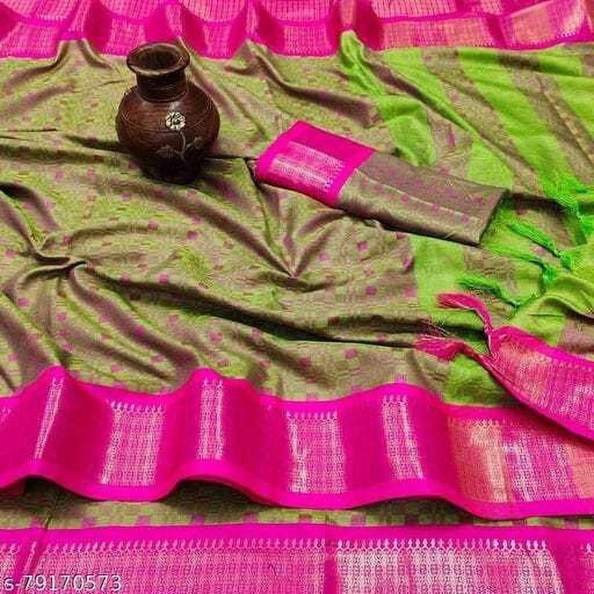 Woven Daily Wear Art Silk, Cotton Silk Saree  (Light Green)