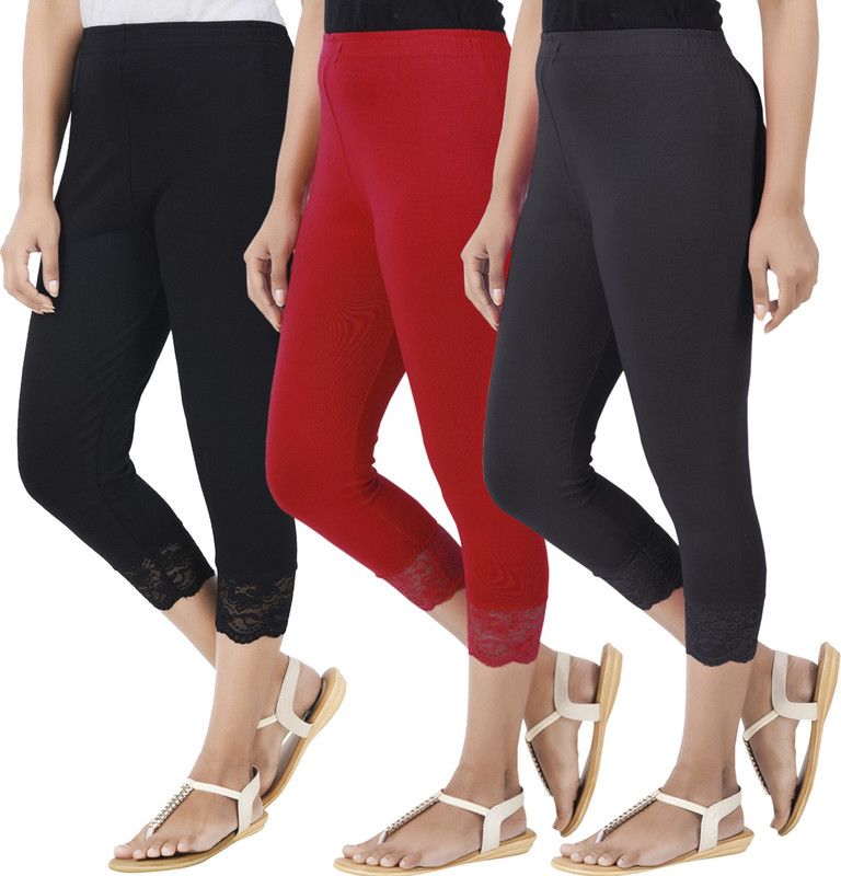 Capri Leggings Women Black, Red, Grey Capri