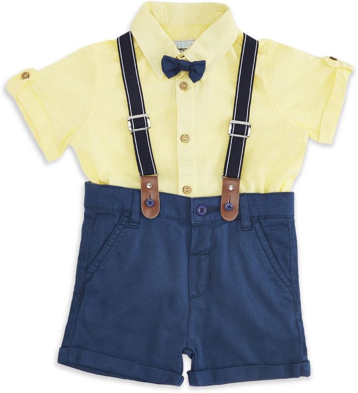 Baby Boys Casual Shorts Suspenders  (Yellow)