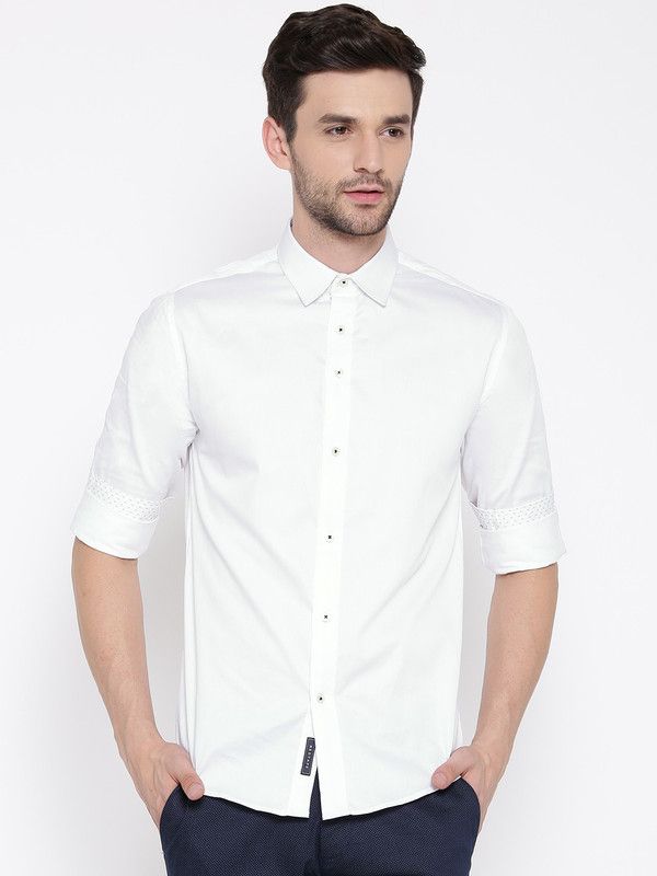 RSF8435 Men Slim Fit Solid Slim Collar Casual Shirt