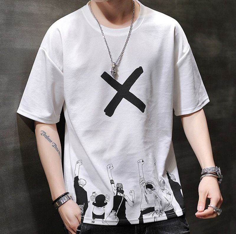 Nikky Men Printed Round Neck Cotton Blend White T-Shirt