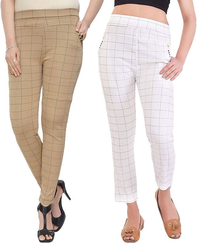 White, Beige Jegging  (Checkered)
