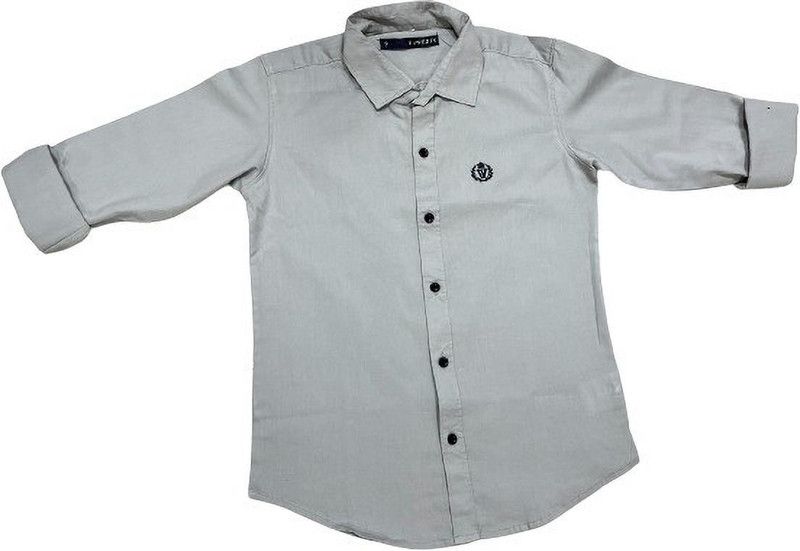 Boys Regular Fit Self Design Cut Away Collar Casual Shirt