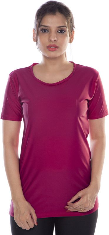 Round Neck Swimwear T shirt Solid Women Swim-dress Purple Swimsuit