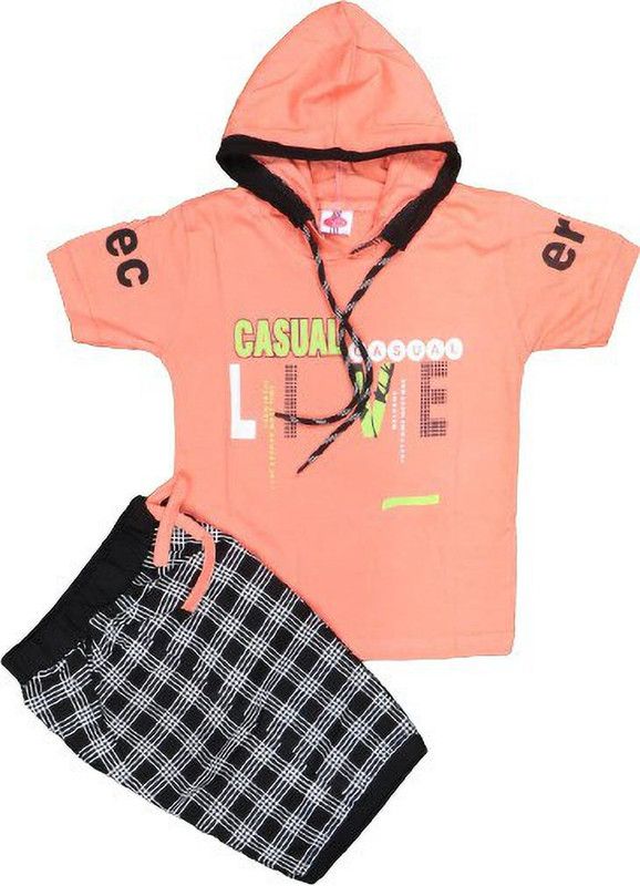 Boys Casual Sweatshirt Shorts  (Pink)
