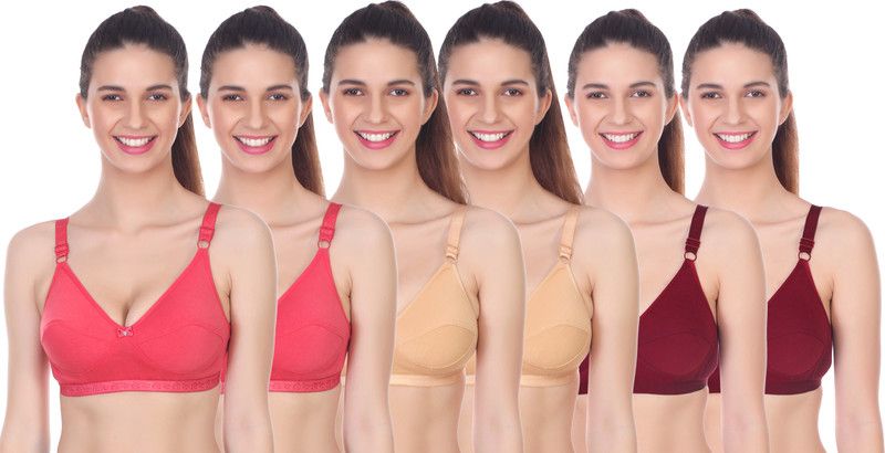 Pack of 6 Women Full Coverage Non Padded Bra  (Multicolor)