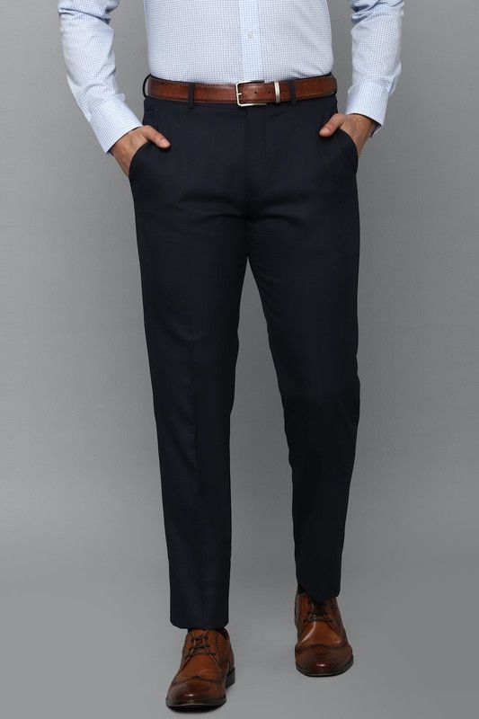 Men Slim Fit Black Polycotton Trousers