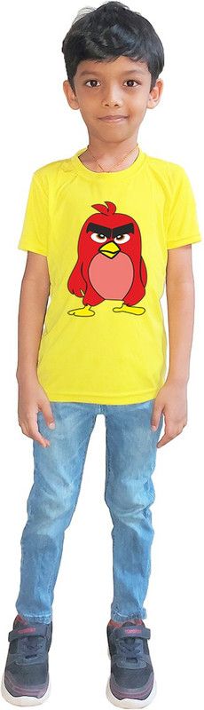 Boys Graphic Print Polyester T Shirt  (Yellow, Pack of 1)