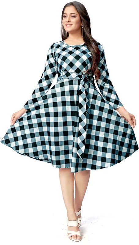 Women Empire Waist Blue Dress