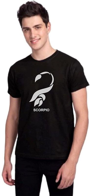 Men Graphic Print Round Neck Reversible Pure Cotton Black T-Shirt