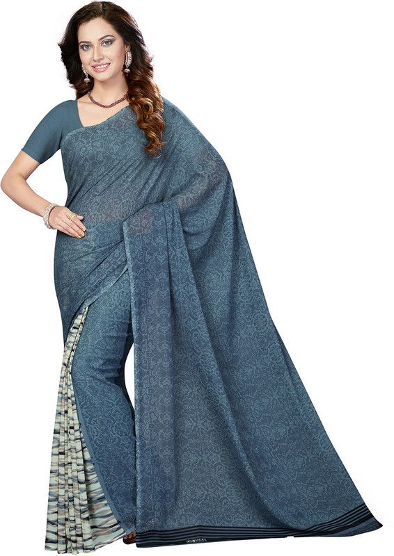 Woven Bollywood Georgette Saree  (Blue)