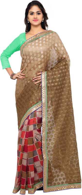 Self Design Daily Wear Art Silk Saree  (Brown)