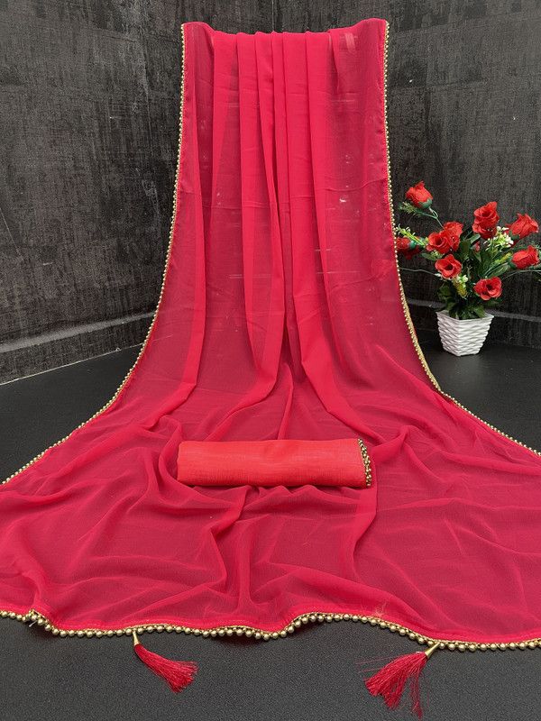 Applique Bollywood Georgette Saree  (Multicolor)