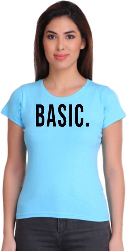 Typography Women Light Blue T-Shirt