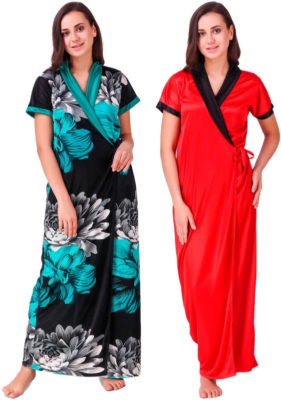 Pack of 2 Women Robe  (Red)