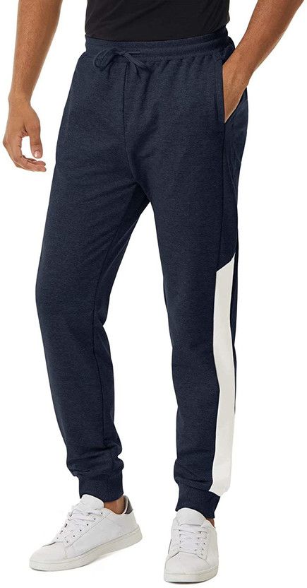 Men Colorblock Blue Track Pants