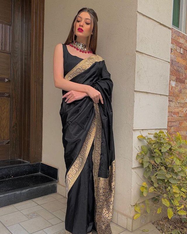 Self Design Kanjivaram Pure Silk Saree  (Black)