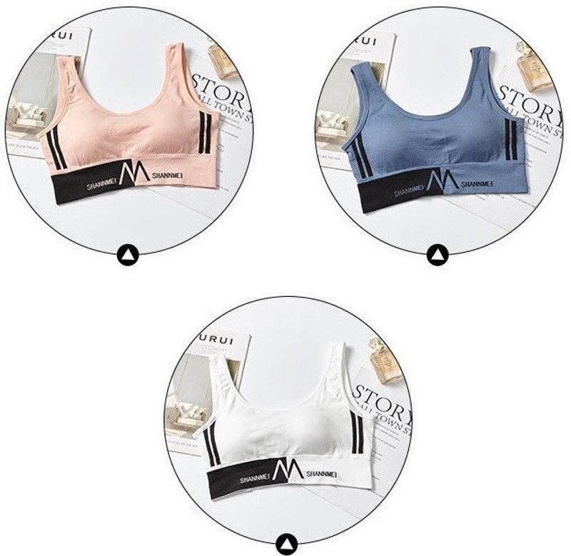 Pack of 3 Women Cami Bra Lightly Padded Bra  (Pink, Blue, White)