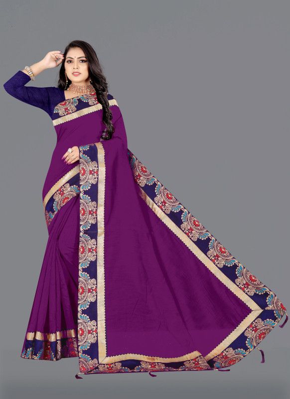 Solid/Plain Jamdani Chanderi Saree  (Purple)