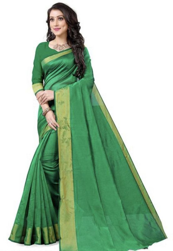 Lugade Art Silk Saree  (Green)