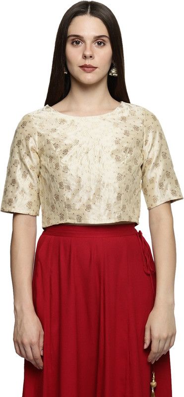 Casual Sleeveless Printed Women Gold Top