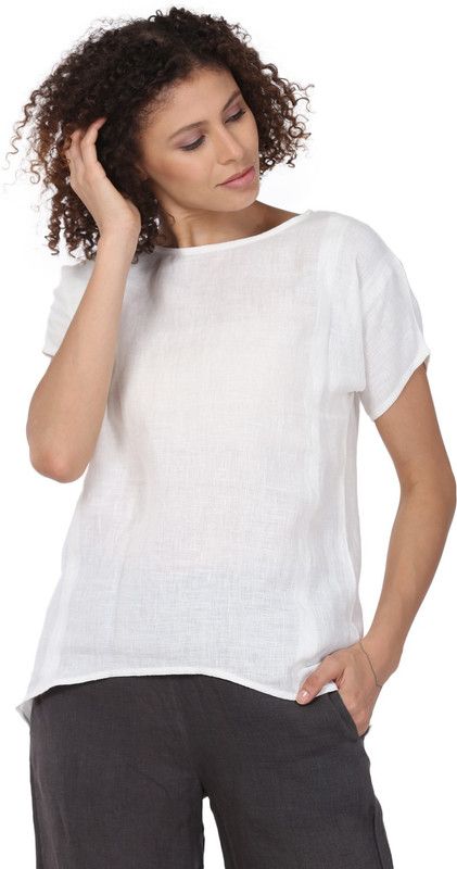 Casual Dolman Sleeve Solid Women White Top