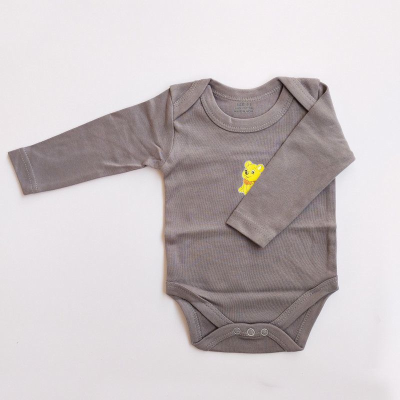 Romper For Baby Boys & Baby Girls Casual Solid Organic Cotton Blend  (Grey, Pack of 1)