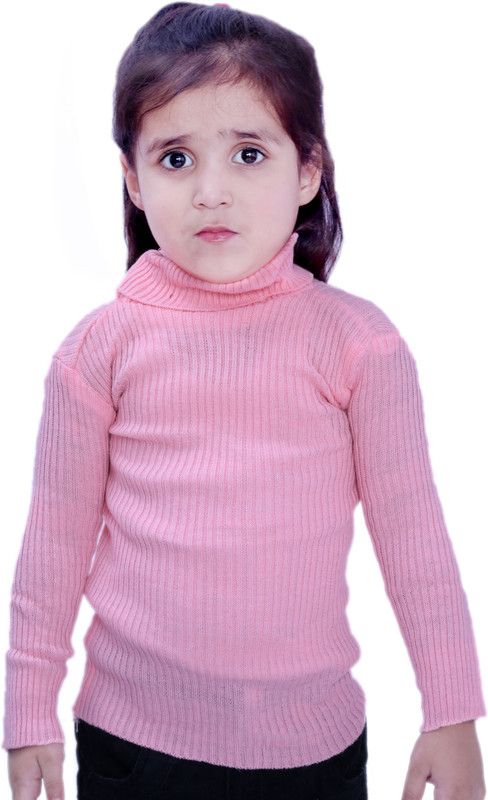 Baby Boys & Baby Girls Striped High Neck Pink Sweater