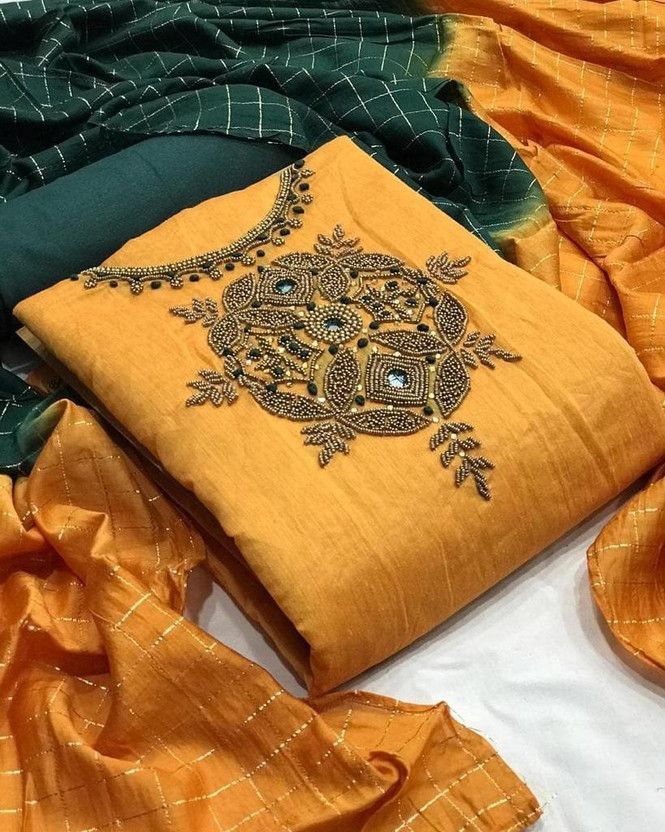 Unstitched Art Silk Kurta & Palazzo Material Solid