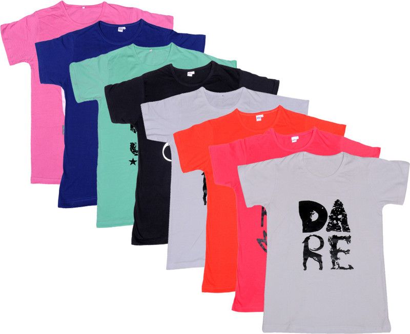 Boys Printed Polycotton T Shirt  (Multicolor, Pack of 8)