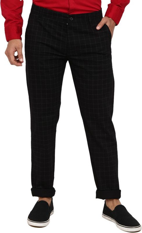 Men Slim Fit Black Satin Trousers